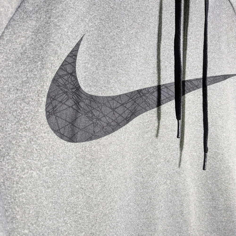NIKE DRI-FIT Hoodie Sweatshirt Gray w/Black Swoosh,‎ Atleisure, Athletic, Sz L